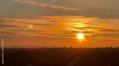 Beautiful winter sunrise, cloudy sky