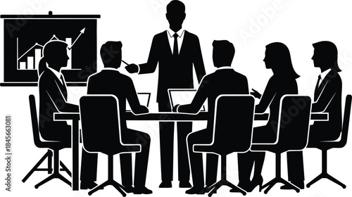 Business Meeting Presentation with Team Collaboration .