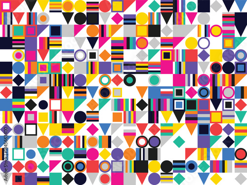 Vibrant geometric pattern with colorful shapes on