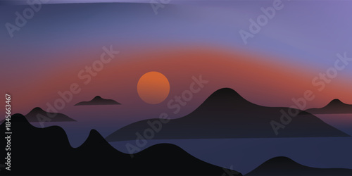 Beautiful view of mountains at sunset