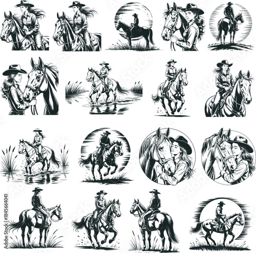 Cowboy On Horse SVG Silhouette file