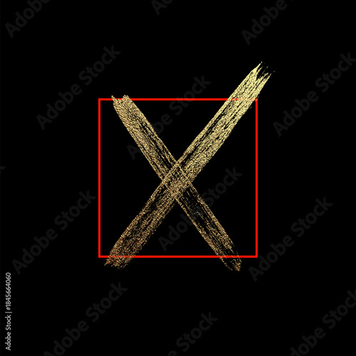Golden Brush Stroke Check Mark Icons Set