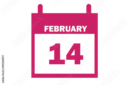 Calendar icon with pink February 14 date symbolizing Valentine’s Day celebration and romantic occasion