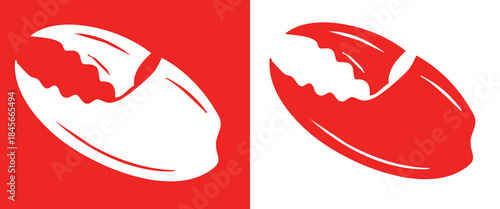 High Contrast Two Tone Crab Claw Vector Icons Red and White Inverted Design