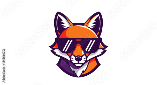 Stylized fox wearing sunglasses vector illustration isolated on white