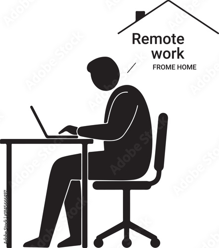 Person Working Remotely from Home Office Setup Illustration