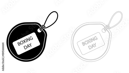A stylish black tag with the text 'boxing day' on a white label, perfect for holiday promotions