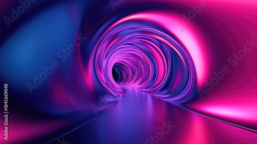 Fototapeta Naklejka Na Ścianę i Meble -  Abstract flowing tunnel presenting a dynamic pathway of vibrant purple, blue, and pink lines, reflecting light and creating an immersive sense of speed, motion, and digital innovation