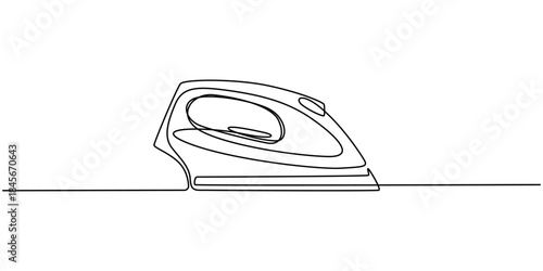 Retro iron in one continuous line single line art style vector illustration. Editable stroke. electric steamer ironing vector 