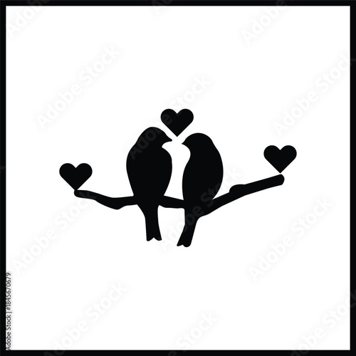 Vector illustration of a black silhouette of a couple in love holding a heart during a romantic wedding dance