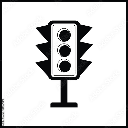 Street safety symbol with red, yellow, and green lights on an isolated traffic control semaphore