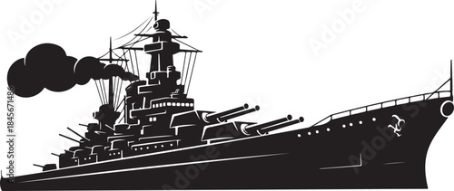  Set of Military Battleship Silhouettes - Vector Illustration