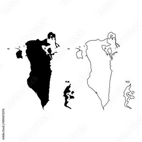 Bahrain map in outline style and black color