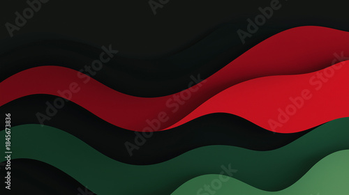Free Download Minimalistic abstract waves in red, black, and green with copy space, symbolic for Juneteenth. - GFXLoad