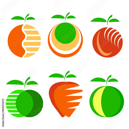 Different Apple Fruit Icons Isolated Set
