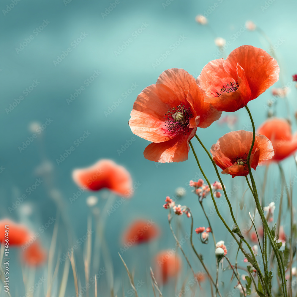 Obraz premium Vibrant poppies in a lush field