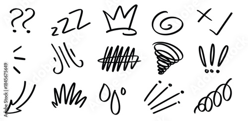 Set of hand drawn cute movement theme Isolated Vector