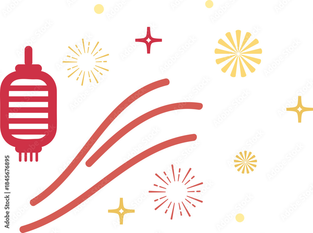 Obraz premium Red Lantern Firework Celebration Element