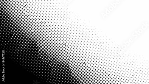 Abstract black and white stipple pattern with diagonal gradient