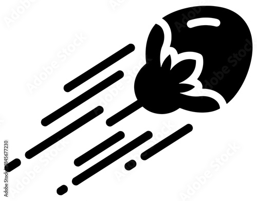 Fast Flying Coffee Bean Icon. Speeding Seed Symbol for Coffee Shop Delivery, Energy Drink, or Quick Service Concept.