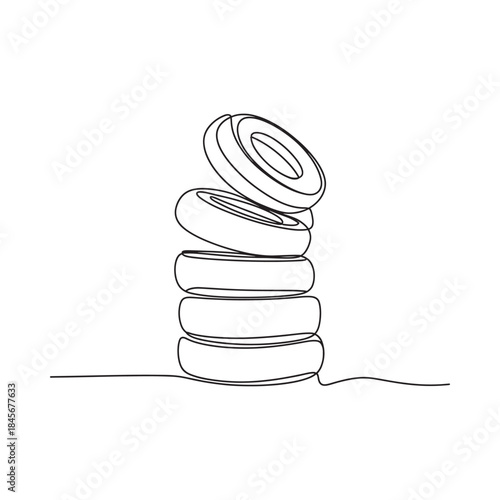 A simple line drawing depicting a stack of four cylindrical shapes