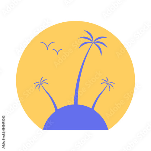 Tropical island silhouette