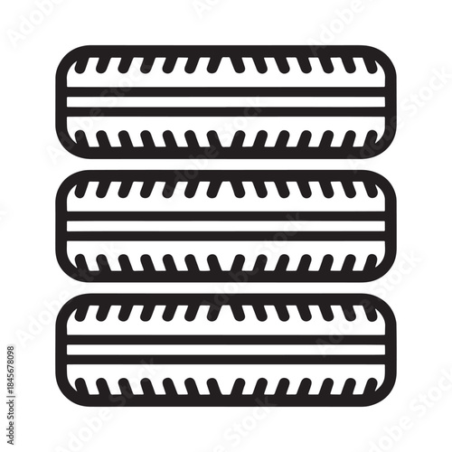 Three stacked tires in a simple black and white linear style illustration