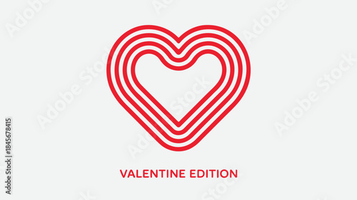 A valentine's day themed double layer wavy line heart logo on a light background with red text that reads valentine edition