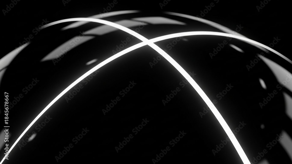 Fototapeta premium Glowing white lines on a sleek black background