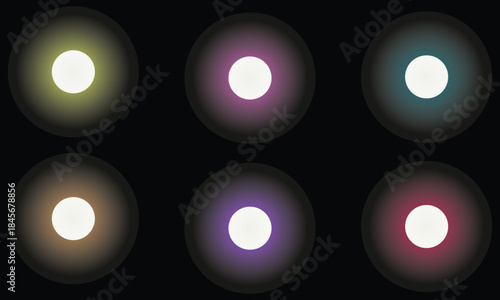 Glowing Light Orbs And Lens Effect Circles On Black Background – glowing light, lens flare, light orbs, glow effect, abstract lights