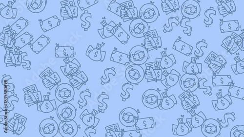 Seamless blue robot doodle pattern animated background.