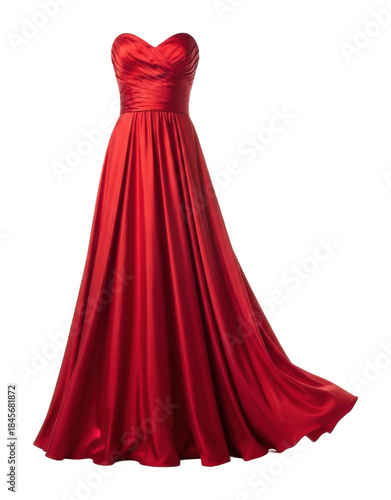 Elegant evening wear fashion show dress front view glamour isolated on transparent background