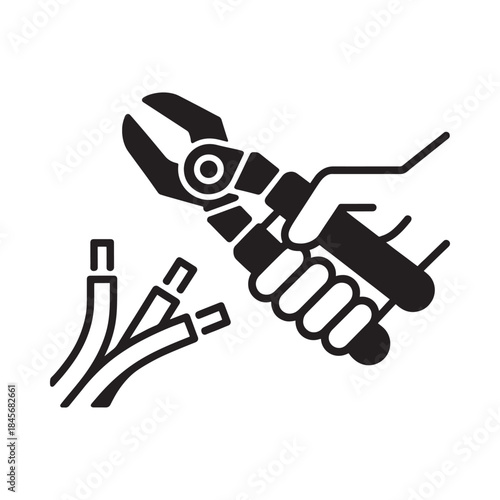 Hand using wire cutters to cut electrical wires a safety precaution