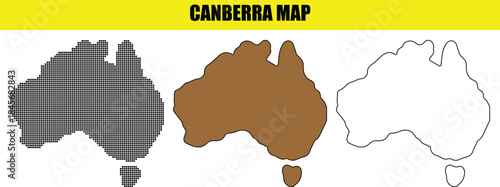 Canberra Map Outline Australia Continent Vector Illustration
