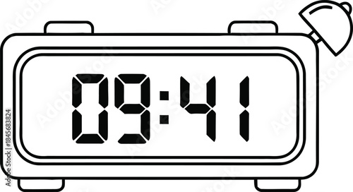 Digital alarm clock displaying 09 41