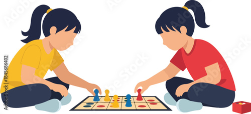 Children Playing a Board Game Together Indoor Fun Activity