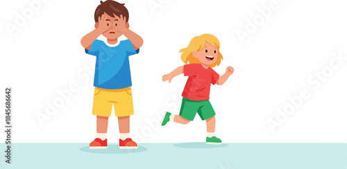 Joyful Girl Chasing Playful Boy in Outdoor Game