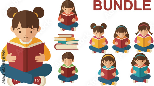 Young Children Enjoying Books Bundle Reading Learning and Imagination