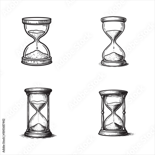 Collection of Vintage Hourglass Designs in Black and White