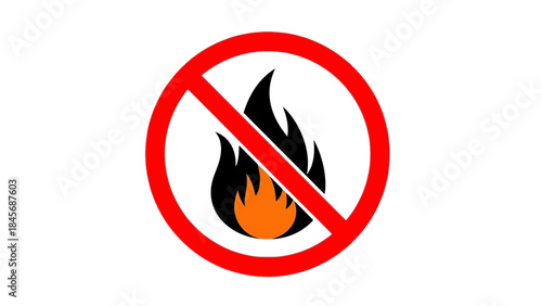 No Open Flame Warning Sign – Fire Prohibition Safety Symbol Icon
