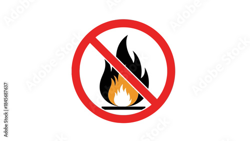 No Open Flame Warning Sign – Fire Prohibition Safety Symbol Icon