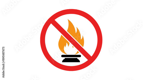 No Open Flame Warning Sign – Fire Prohibition Safety Symbol Icon
