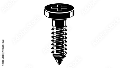 Metal Phillips Head Screw Illustration – Industrial Fastener Hardware Icon