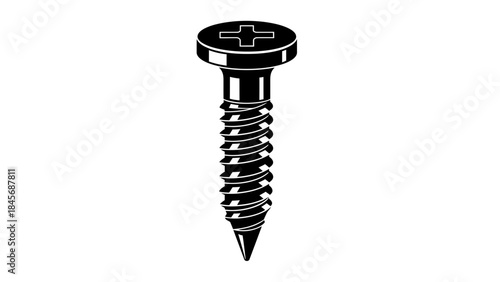 Metal Phillips Head Screw Illustration – Industrial Fastener Hardware Icon