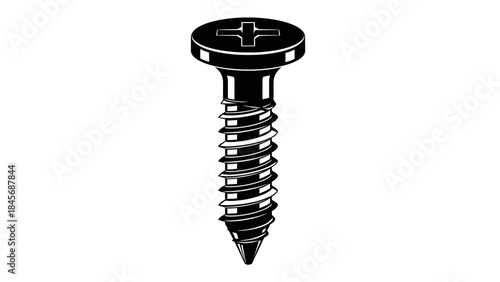 Metal Phillips Head Screw Illustration – Industrial Fastener Hardware Icon