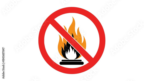 No Open Flame Warning Sign – Fire Prohibition Safety Symbol Icon
