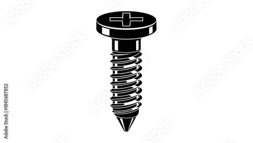 Metal Phillips Head Screw Illustration – Industrial Fastener Hardware Icon