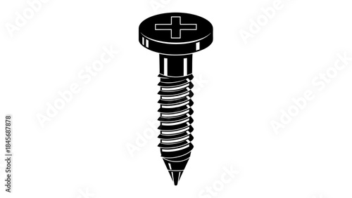 Metal Phillips Head Screw Illustration – Industrial Fastener Hardware Icon