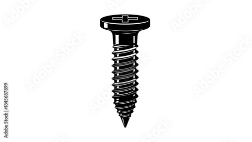 Metal Phillips Head Screw Illustration – Industrial Fastener Hardware Icon