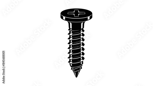 Metal Phillips Head Screw Illustration – Industrial Fastener Hardware Icon